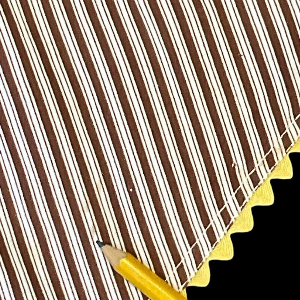 Vintage Apron Handmade Pocket Brown Candy‎ Stripe Yellow Rick Rack